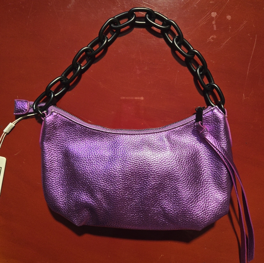 Metallic Matte Black Hardware Urban Expressions Purse Brand New Bright Purple
